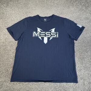 Messi Shirt Mens 2XL Blue Logo Graphic Crew Neck Tagless Cotton Jersey